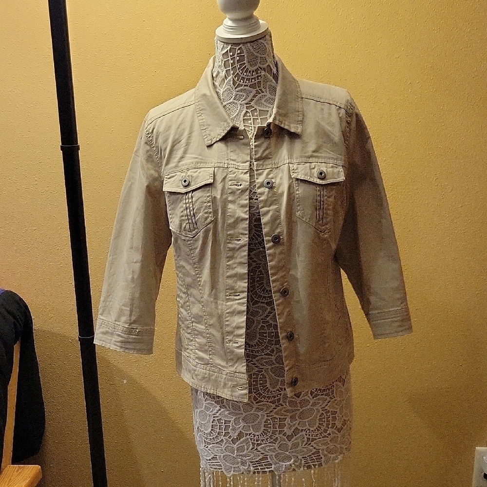 Dressbarn Tan Utility Jacket with Classic Design